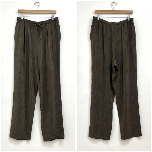 Silk Club Collection 100% Silk Drawstring Pull-on Loose Flowy Pants - Large - Picture 1 of 11